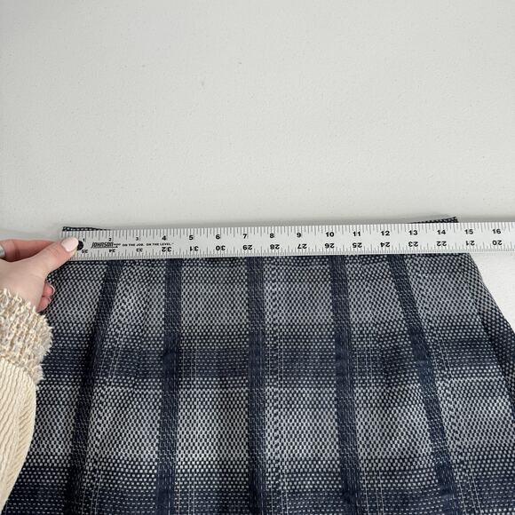 Emporio Armani Skirt Womens IT 44 Blue Plaid A-Line Metallic Linen Blend Holiday - Picture 9 of 16